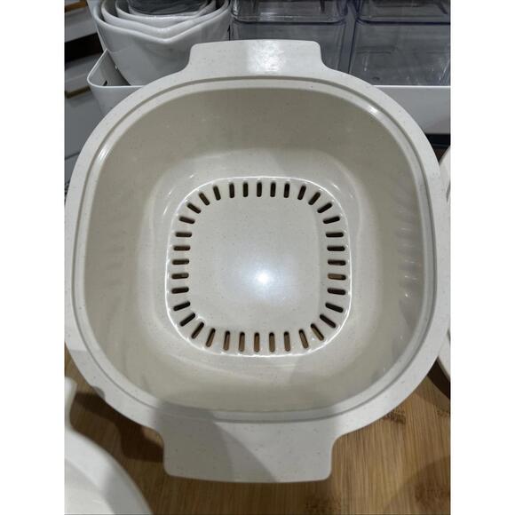 6 Piece Vintage Rubbermaid Microwave Stack Cooker 3qt 1qt Steamer Tray Lids - Picture 2 of 13